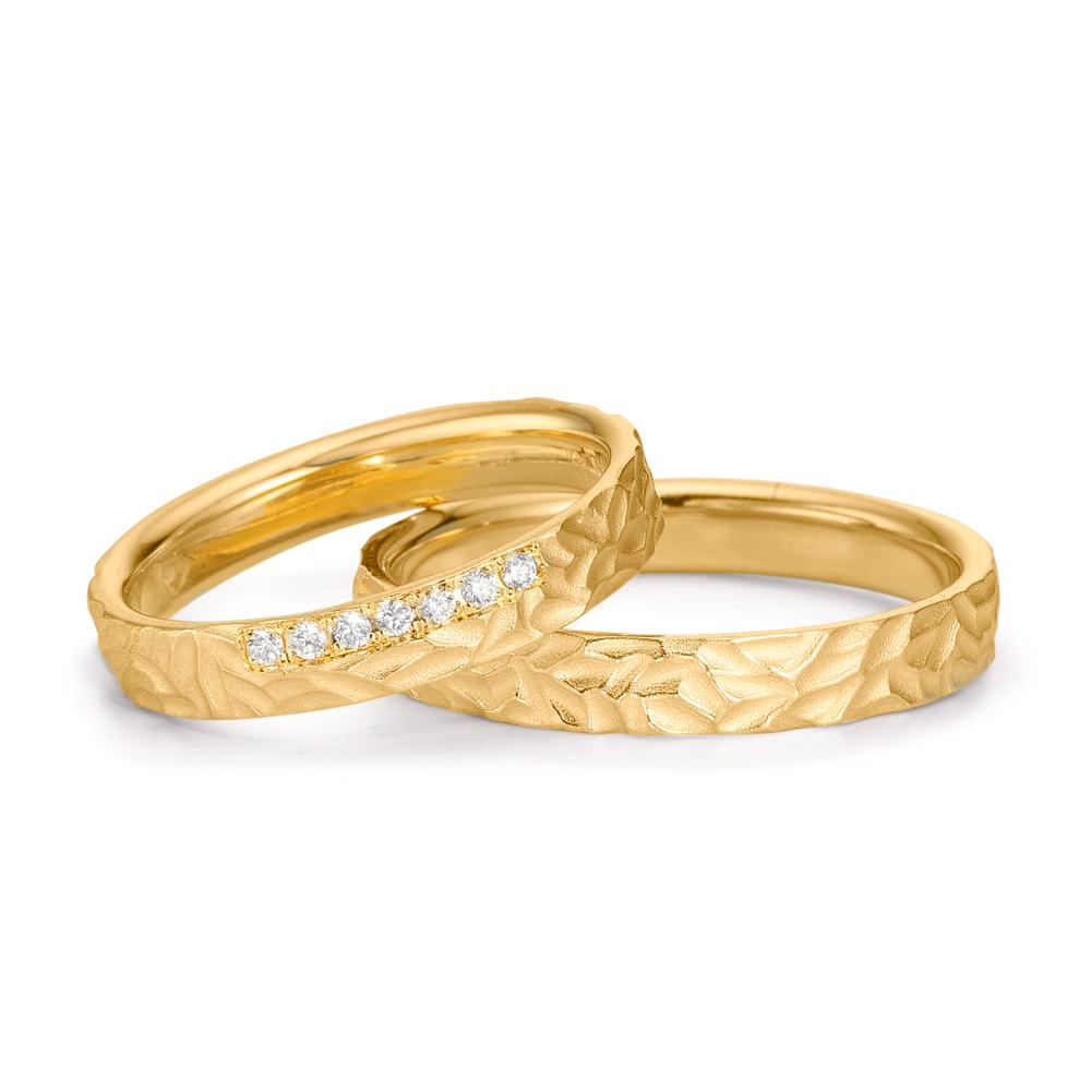 Wedding Ring 18k Yellow Gold Diamond 0.063 ct, 7 Stones, w-si