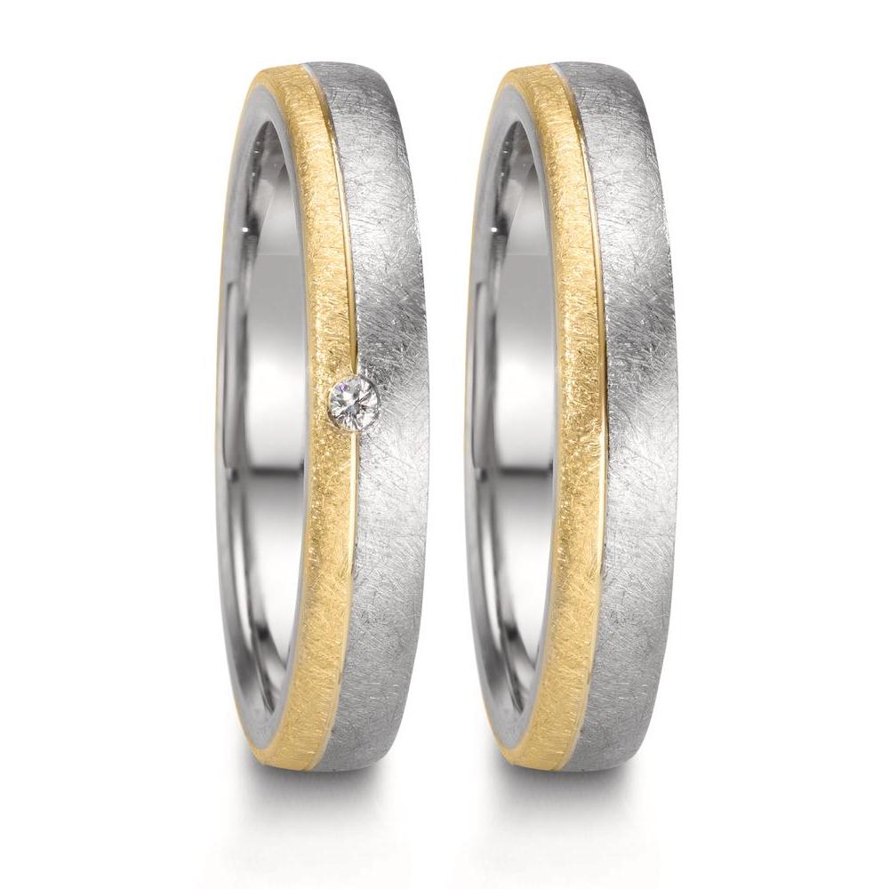 Wedding Ring Stainless steel, 9k Yellow Gold Diamond 0.015 ct, w-si