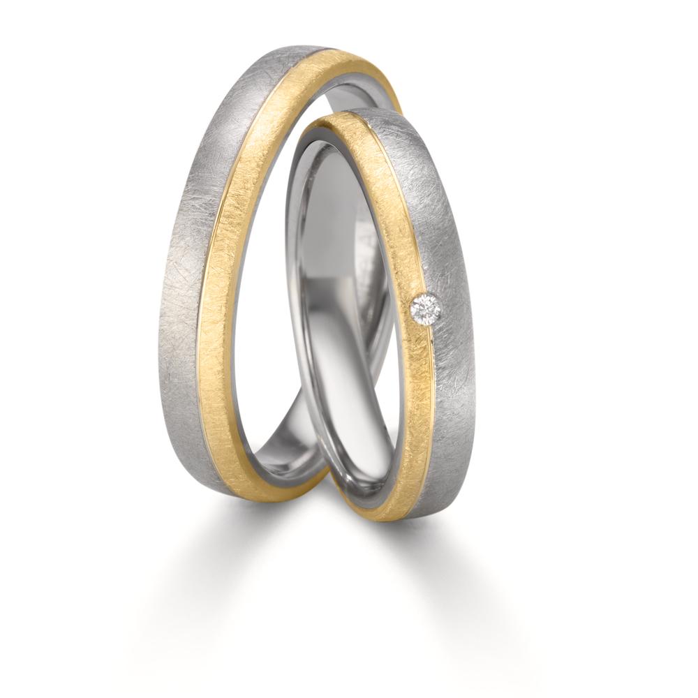 Wedding Ring Stainless steel, 9k Yellow Gold Diamond 0.015 ct, w-si