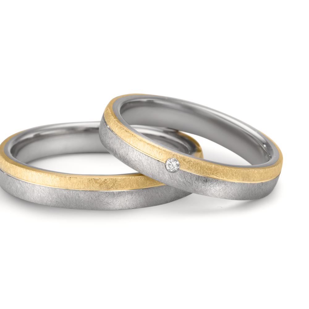 Wedding Ring Stainless steel, 9k Yellow Gold Diamond 0.015 ct, w-si