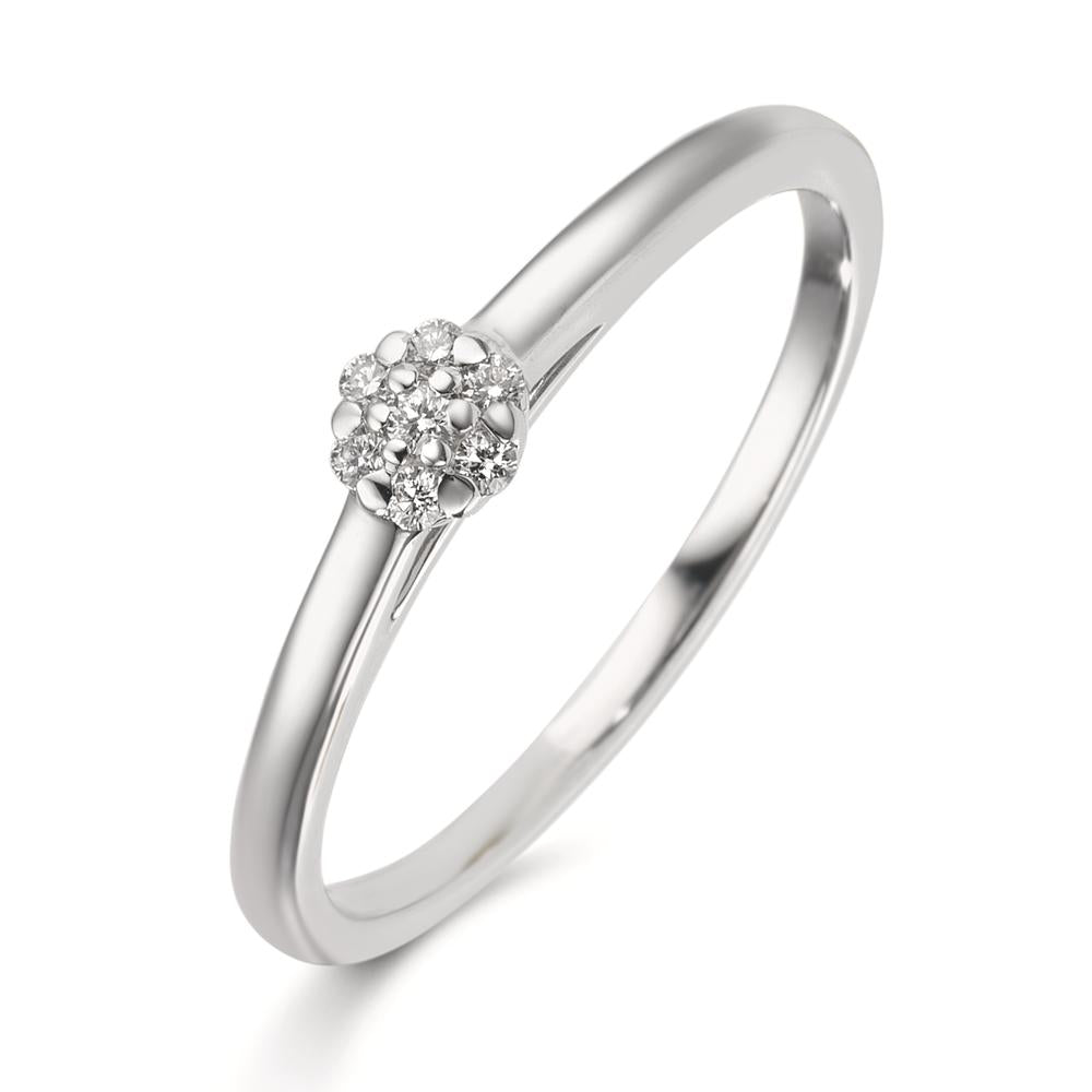 Ring 18k White Gold Diamond 0.06 ct, 7 Stones, w-si