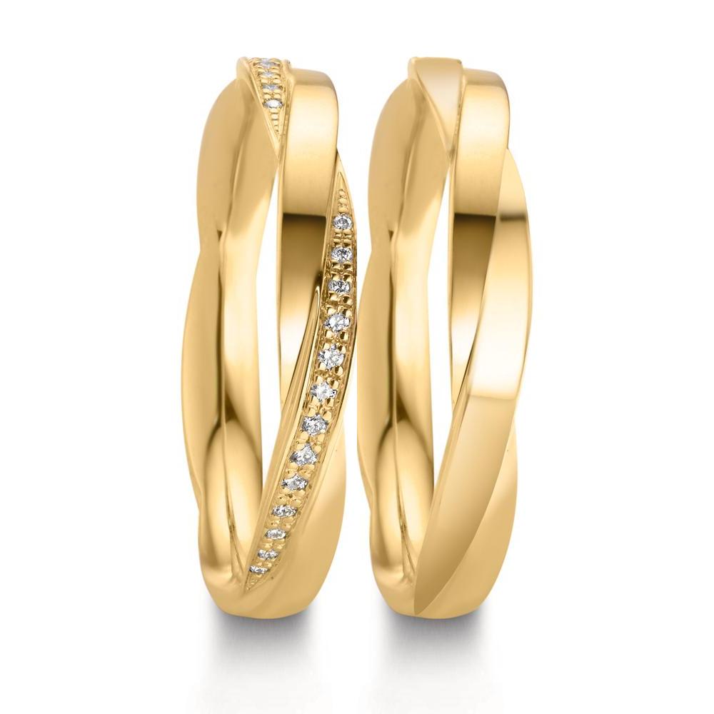 Wedding Ring 18k Yellow Gold Diamond 0.12 ct, 39 Stones, w-vsi