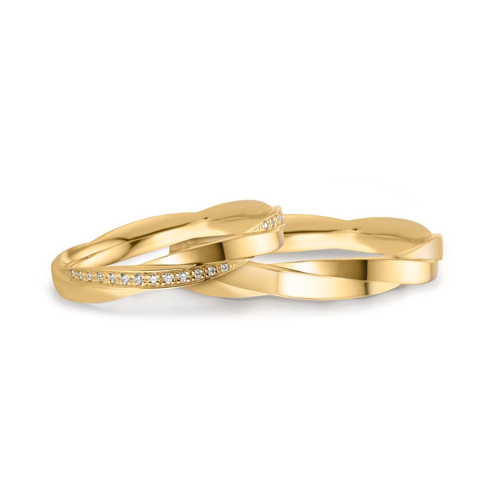 Wedding Ring 18k Yellow Gold Diamond 0.12 ct, 39 Stones, w-vsi