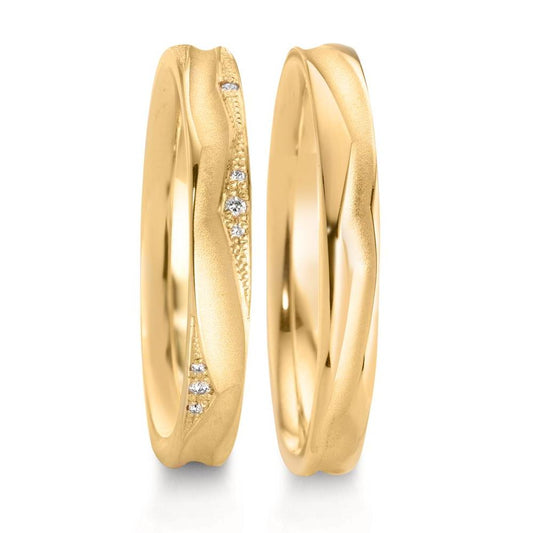 Wedding Ring 18k Yellow Gold Diamond 0.033 ct, 12 Stones, w-vsi