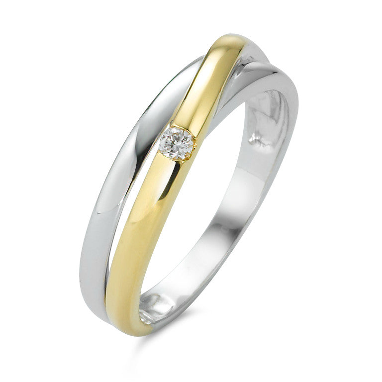 Ring 18k White Gold, 18k Yellow Gold Diamond 0.05 ct, w-si