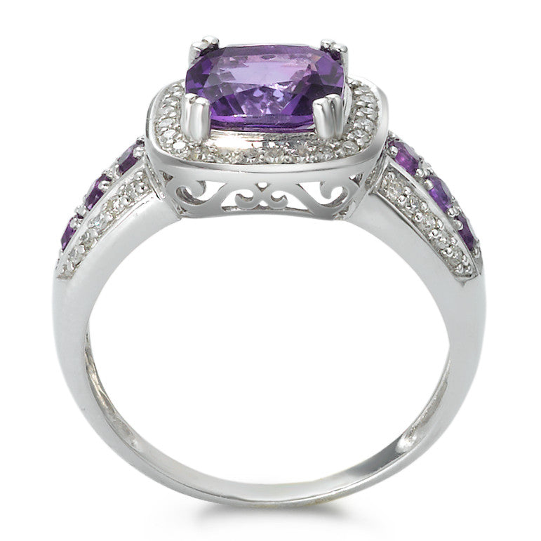 Ring 18k White Gold Amethyst 0.23 ct, w-si
