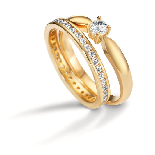 Memory ring 18k Yellow Gold Diamond White, 1 ct, 33 Stones, brilliant, w-si