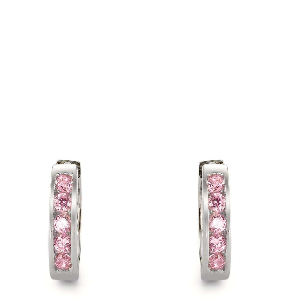 Hinged hoop Silver Zirconia Rose Rhodium plated