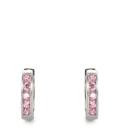 Hinged hoop Silver Zirconia Rose Rhodium plated