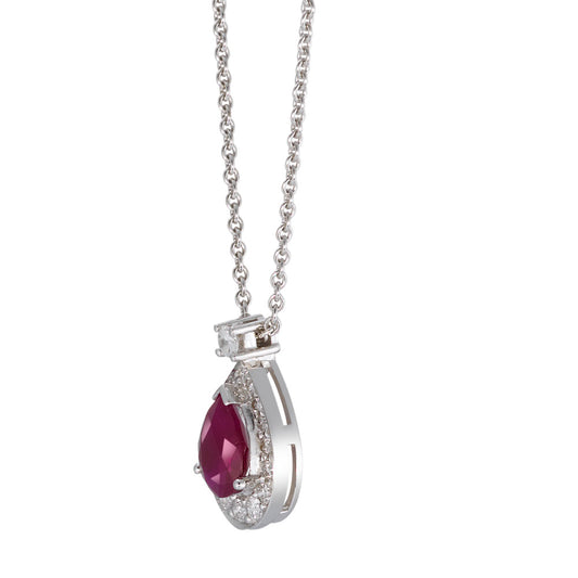 Necklace 18k White Gold Ruby p1, Diamond 0.21 ct, 18 Stones, w-si 42 cm