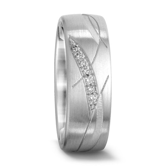 Wedding Ring 18k White Gold Diamond 0.035 ct, 7 Stones, tw-si