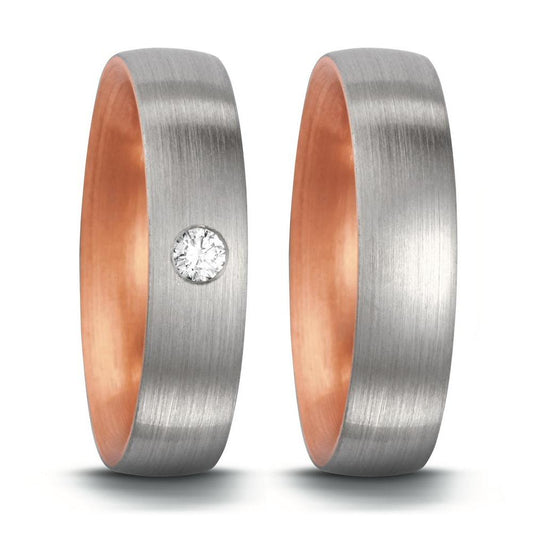 Wedding Ring 18k Red Gold, Platinum 950