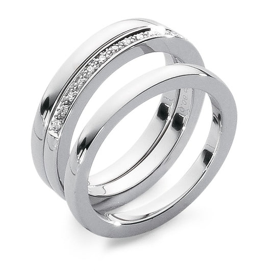 Ring 18k White Gold Diamond 0.06 ct, 13 Stones, w-si