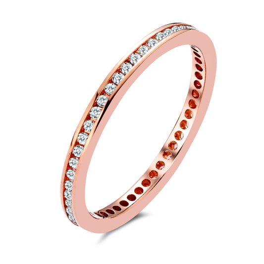 Memory ring 18k Red Gold Diamond 0.25 ct, 50 Stones, w-si