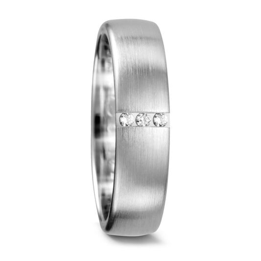 Wedding Ring 18k White Gold Diamond 0.03 ct, 3 Stones, tw-vsi