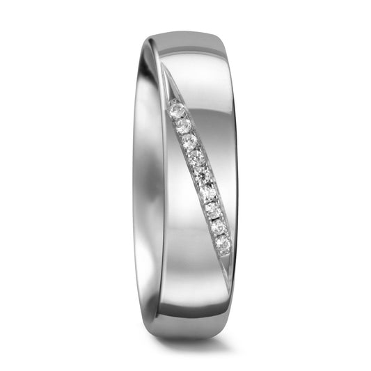 Wedding Ring 18k White Gold Diamond 0.045 ct, 9 Stones, tw-vsi