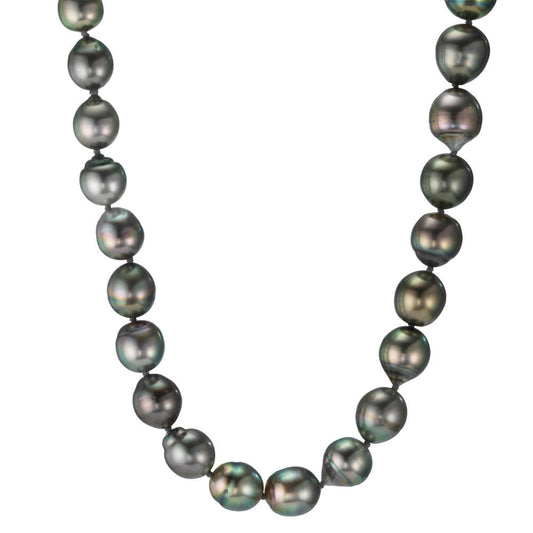 Necklace 18k White Gold Tahitian pearl 9-10 mm 45 cm