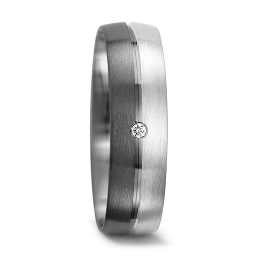 Wedding Ring 9k White Gold, Palladium 500 Diamond 0.01 ct, tw-vsi
