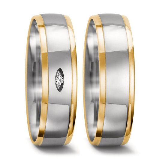Wedding Ring 18k White Gold, 18k Yellow Gold