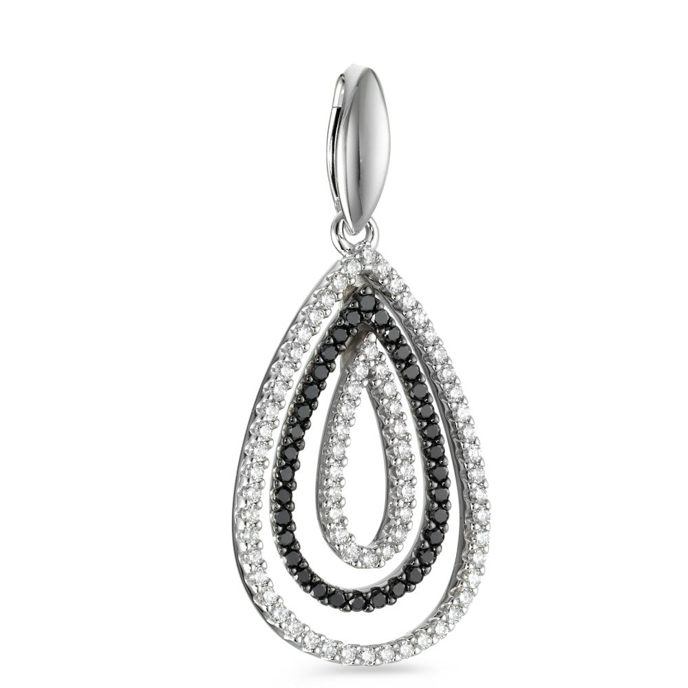 Pendant 18k White Gold Diamond Black, 0.52 ct, 104 Stones, brilliant, tw-vsi