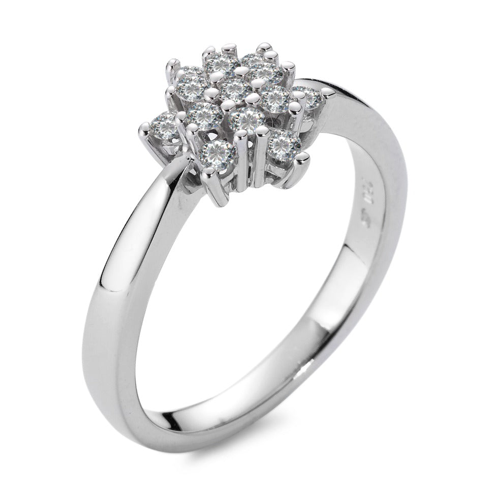 Ring 18k White Gold Diamond White, 0.33 ct, 13 Stones, brilliant, w-si Star