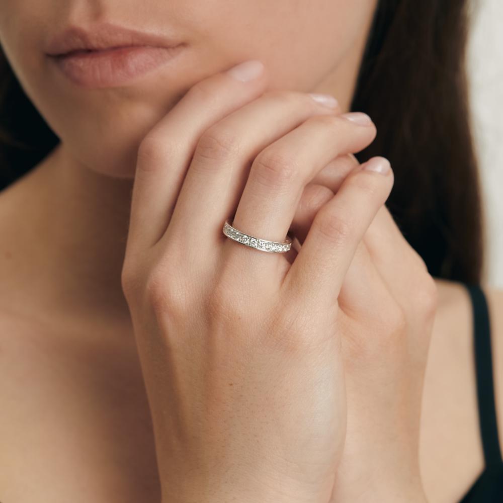 Memory ring 18k White Gold Diamond White, 1 ct, 25 Stones, brilliant, w-si
