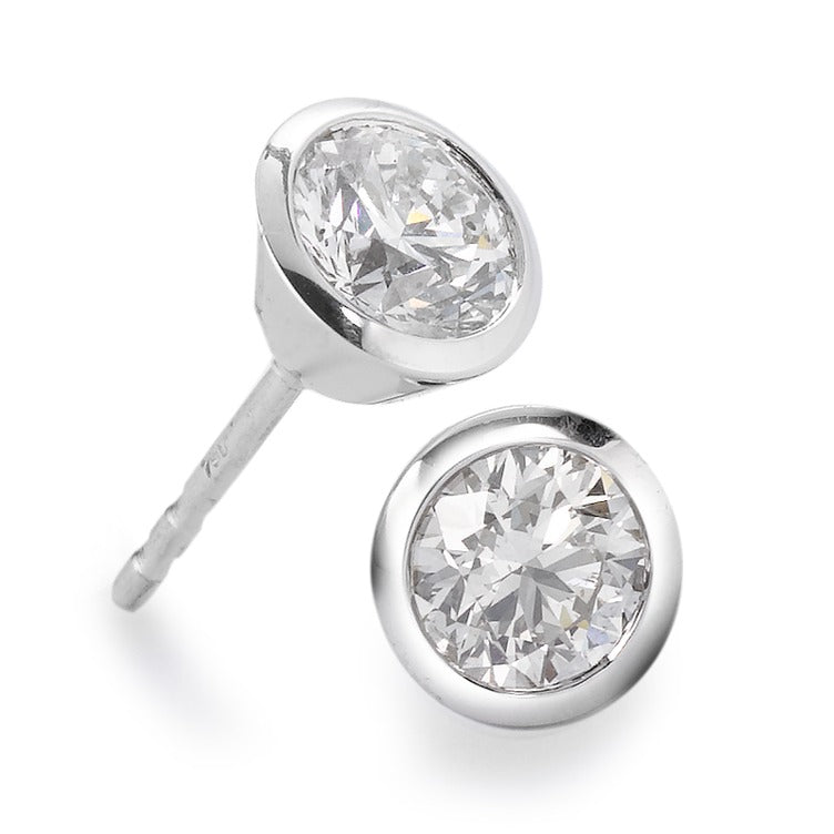 Stud earrings 18k White Gold Diamond White, 0.35 ct, 2 Stones, brilliant, w-si Ø5 mm