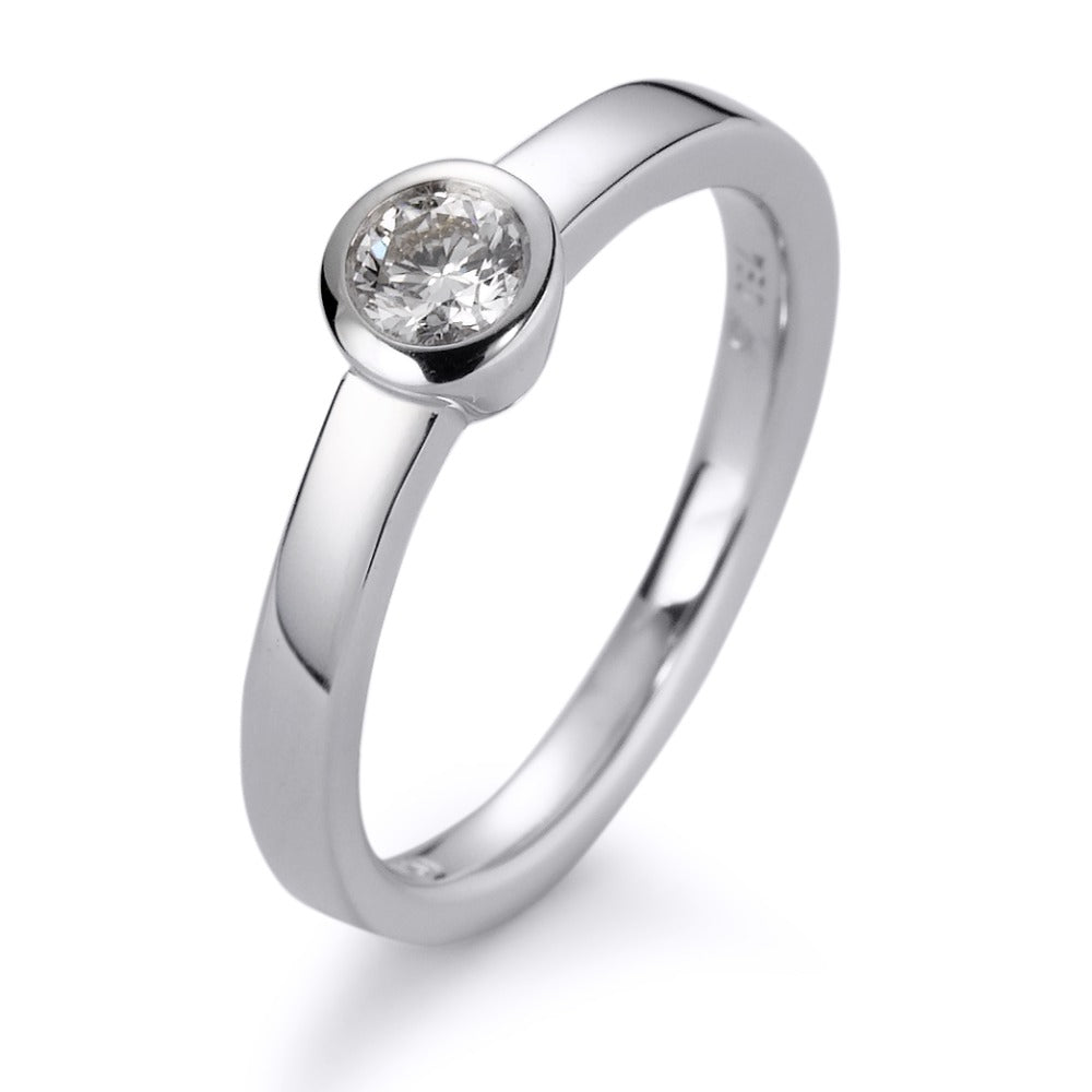 Solitaire ring 18k White Gold Diamond White, 0.20 ct, brilliant, w-si