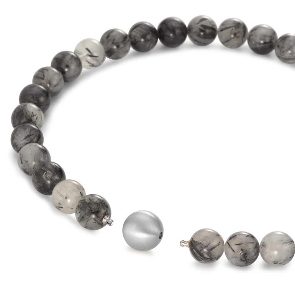 Necklace Stainless steel Quartz Multicolored, 14 mm, Onyx 16 mm 45 cm Ø14 mm