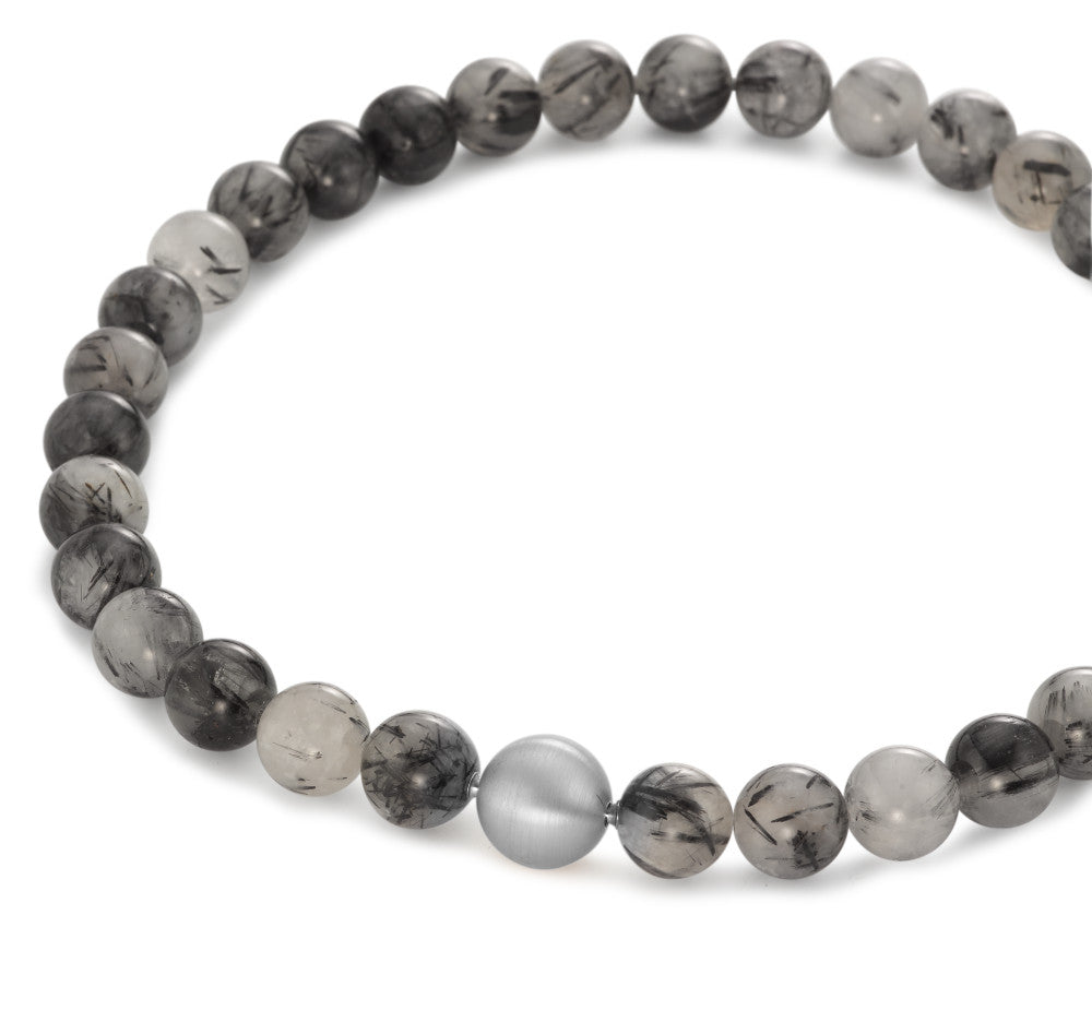 Necklace Stainless steel Quartz Multicolored, 14 mm, Onyx 16 mm 45 cm Ø14 mm