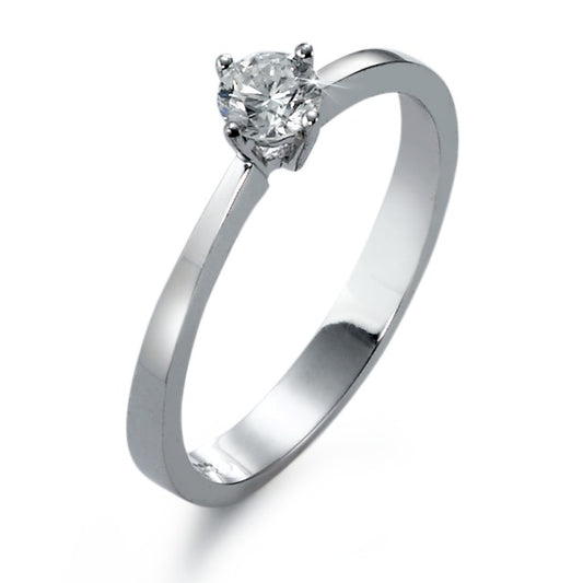 Solitaire ring 18k White Gold Diamond White, 0.30 ct, si Rhodium plated