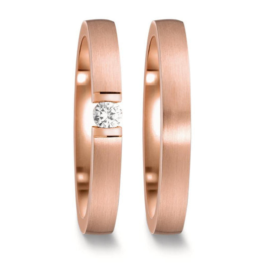 Wedding Ring 14k Rose Gold Diamond White, 0.10 ct, w-si