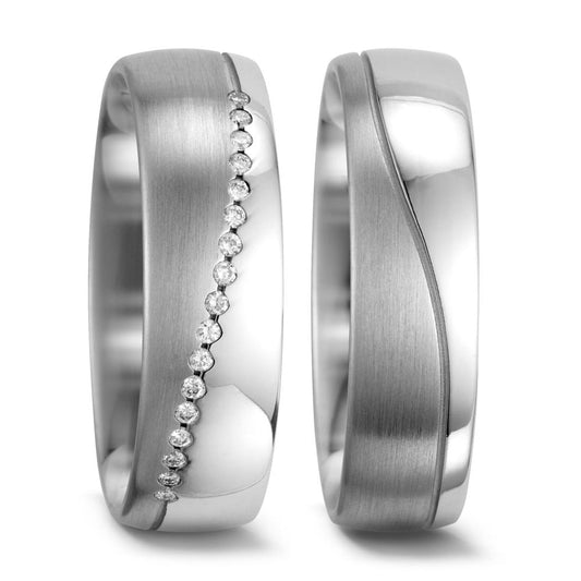 Wedding Ring 14k White Gold Diamond White, 0.085 ct, 17 Stones, w-si