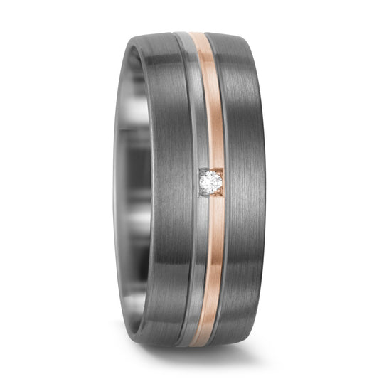 Wedding Ring Palladium 500 , 14k White Gold, 14k Rose Gold Diamond White, 0.015 ct, w-si