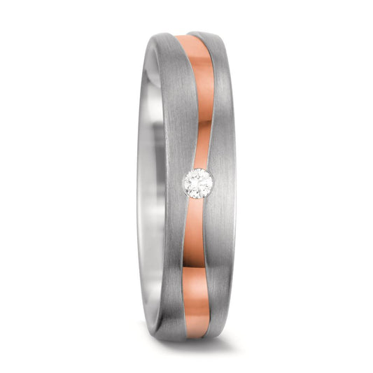 Wedding Ring 18k White Gold, 18k Red Gold Diamond White, 0.03 ct, tw-vsi