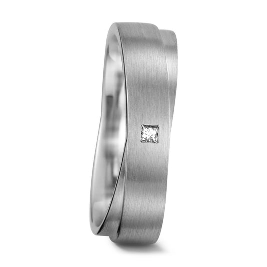 Wedding Ring 18k White Gold Diamond White, 0.025 ct, Carree, tw-vsi