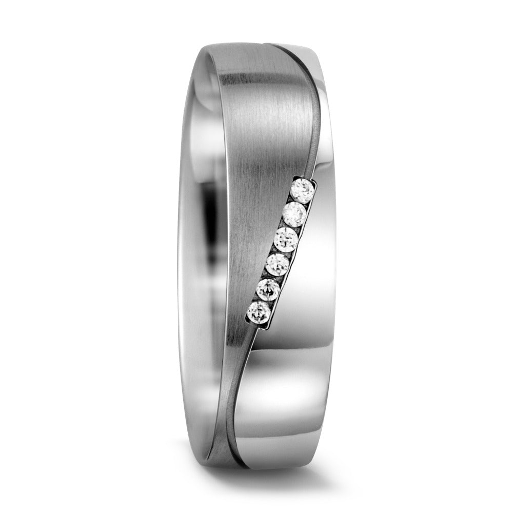 Wedding Ring 18k White Gold Diamond White, 0.03 ct, 6 Stones, w-si