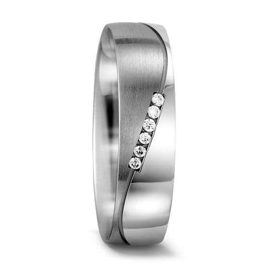 Wedding Ring 18k White Gold Diamond White, 0.03 ct, 6 Stones, w-si
