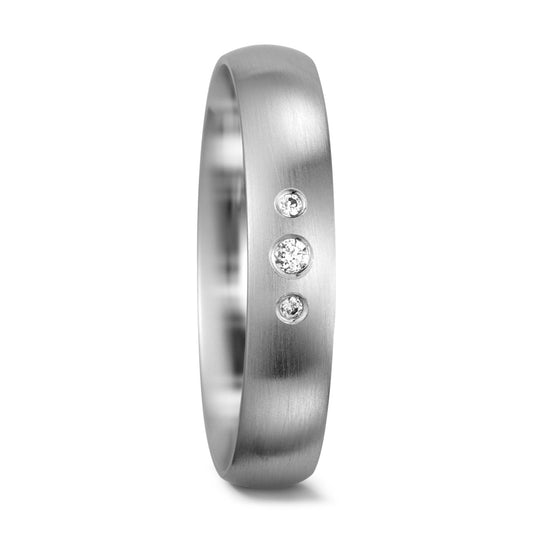 Wedding Ring 18k White Gold Diamond 0.05 ct, 3 Stones, tw-si