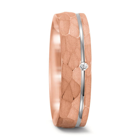 Wedding Ring 18k Rose Gold, 18k White Gold Diamond 0.02 ct, tw-si
