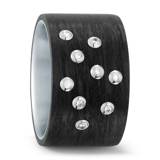 Ring Stainless steel, Carbon, 18k White Gold