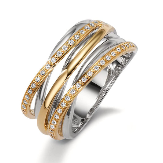 Ring 18k White Gold, 18k Yellow Gold Diamond White, 0.18 ct, 45 Stones, brilliant, w-si