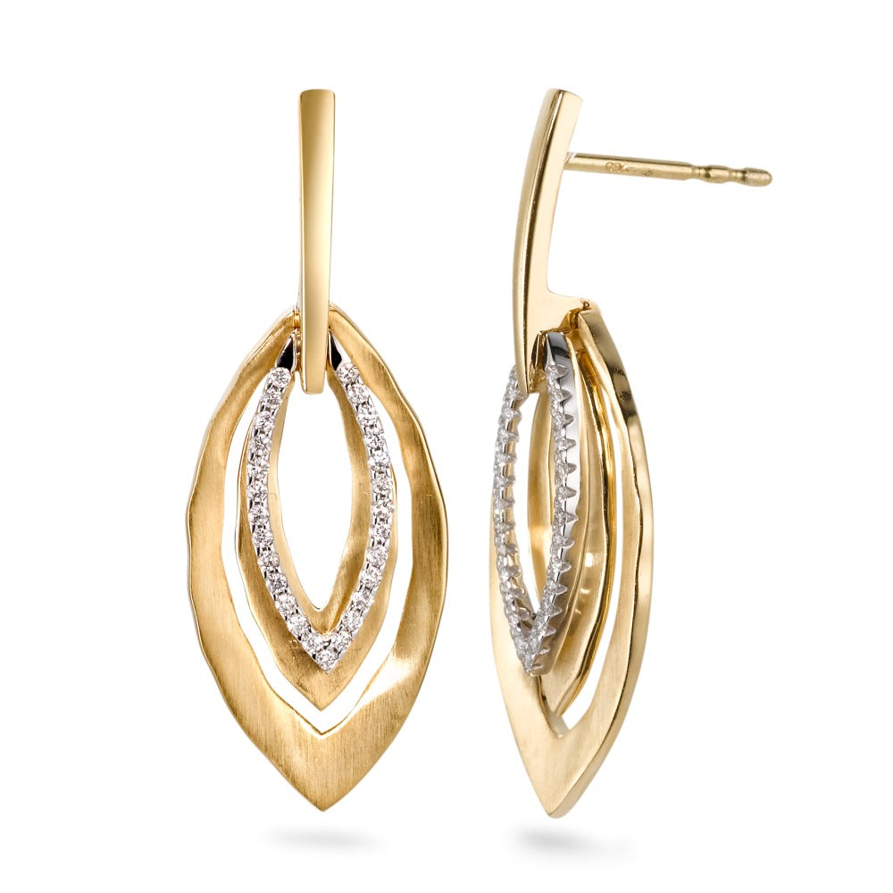 Drop Earrings 18k Yellow Gold, 18k White Gold Diamond White, 0.16 ct, 54 Stones, brilliant, w-si