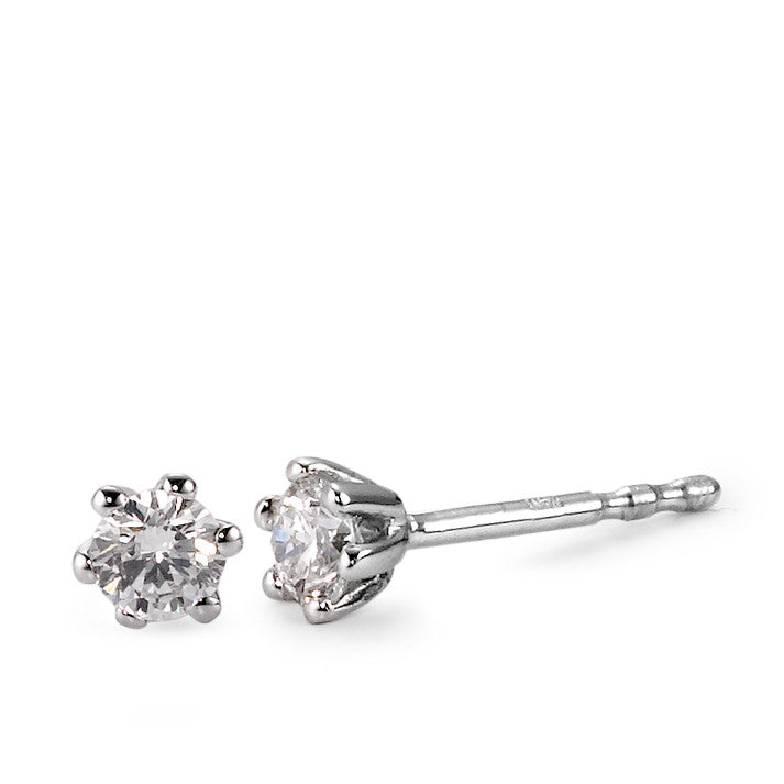 Stud earrings 18k White Gold Diamond White, 0.25 ct, 2 Stones, brilliant, w-si Ø4 mm