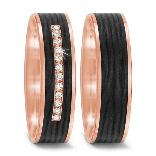 Wedding Ring 14k Rose Gold, Carbon