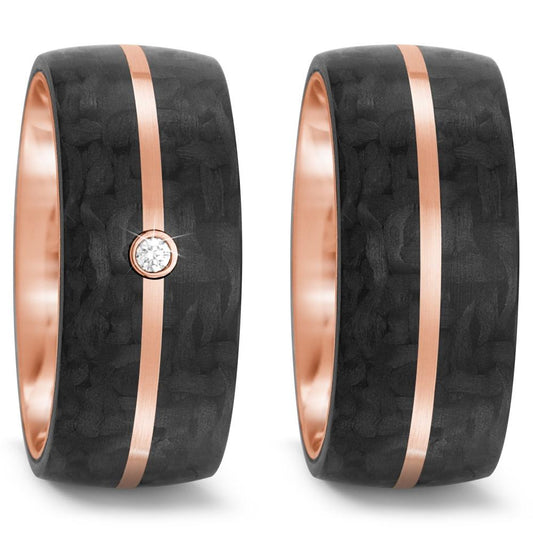 Wedding Ring 14k Rose Gold, Carbon Diamond 0.02 ct, tw-si
