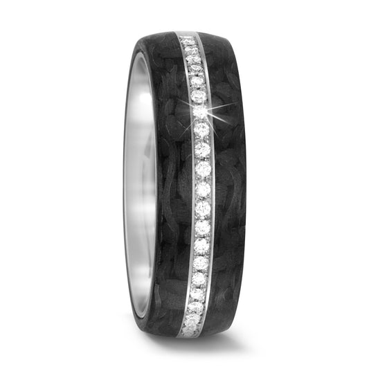 Wedding Ring Palladium 950, Carbon Diamond 0.14 ct, 28 Stones, w-si