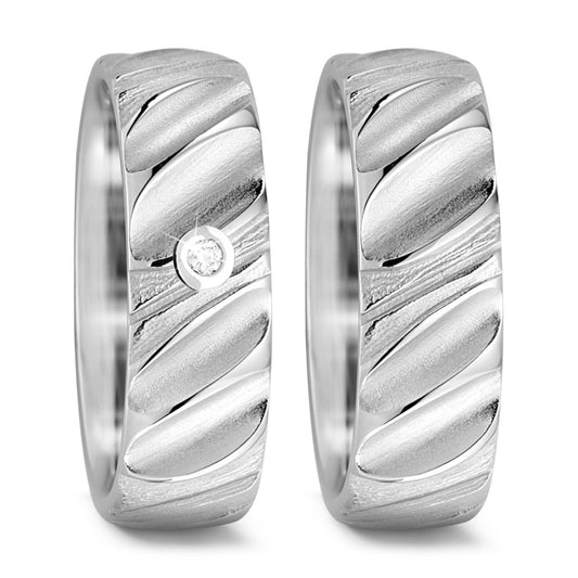 Wedding Ring 18k White Gold Diamond 0.04 ct, w-si