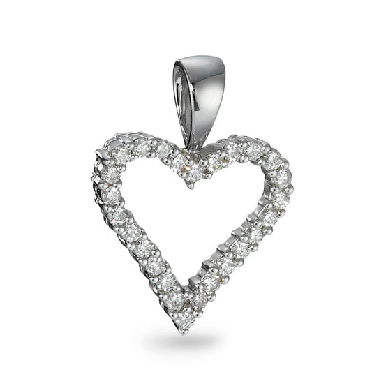 Pendant 18k White Gold Diamond 0.31 ct, 26 Stones, w-si Heart Ø14 mm