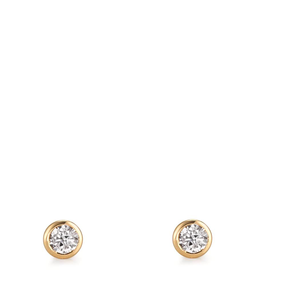 Stud earrings 18k Yellow Gold Zirconia 2 Stones Ø3 mm